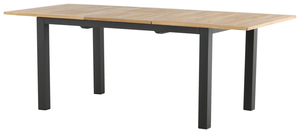 Gartentisch Panama Teakholz/Metall L 210 cm - Schwarz/Teakfarben, KONVENTIONELL, Holz/Metall (210/90/75cm) - Gardenson