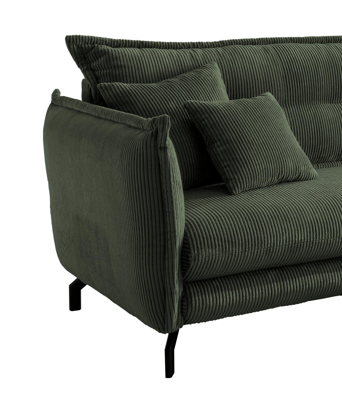 Ecksofa Lava Grün S: 255/180 cm - Schwarz/Grün, MODERN, Textil (255/180cm) - Livetastic