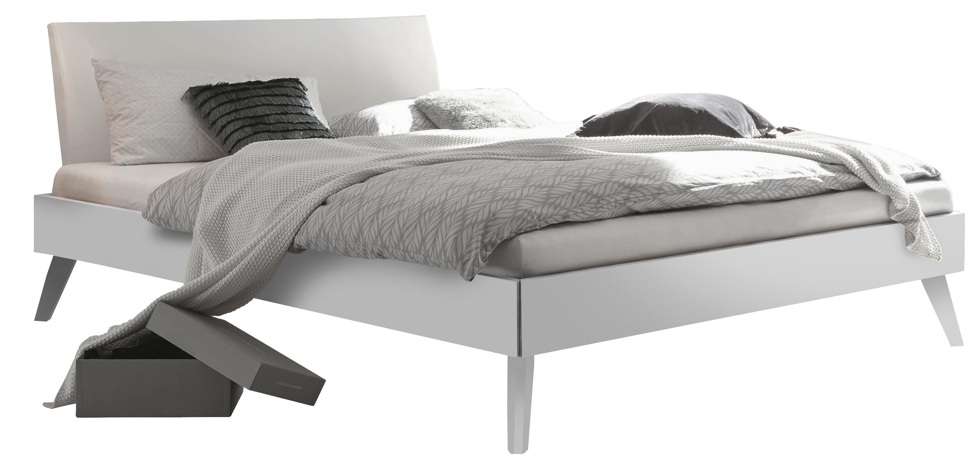 Bett Pesaro Mit Gepolstertem Kopfteil 200x200 - Weiß, Design, Holzwerkstoff/Textil (200/200cm) - Hasena
