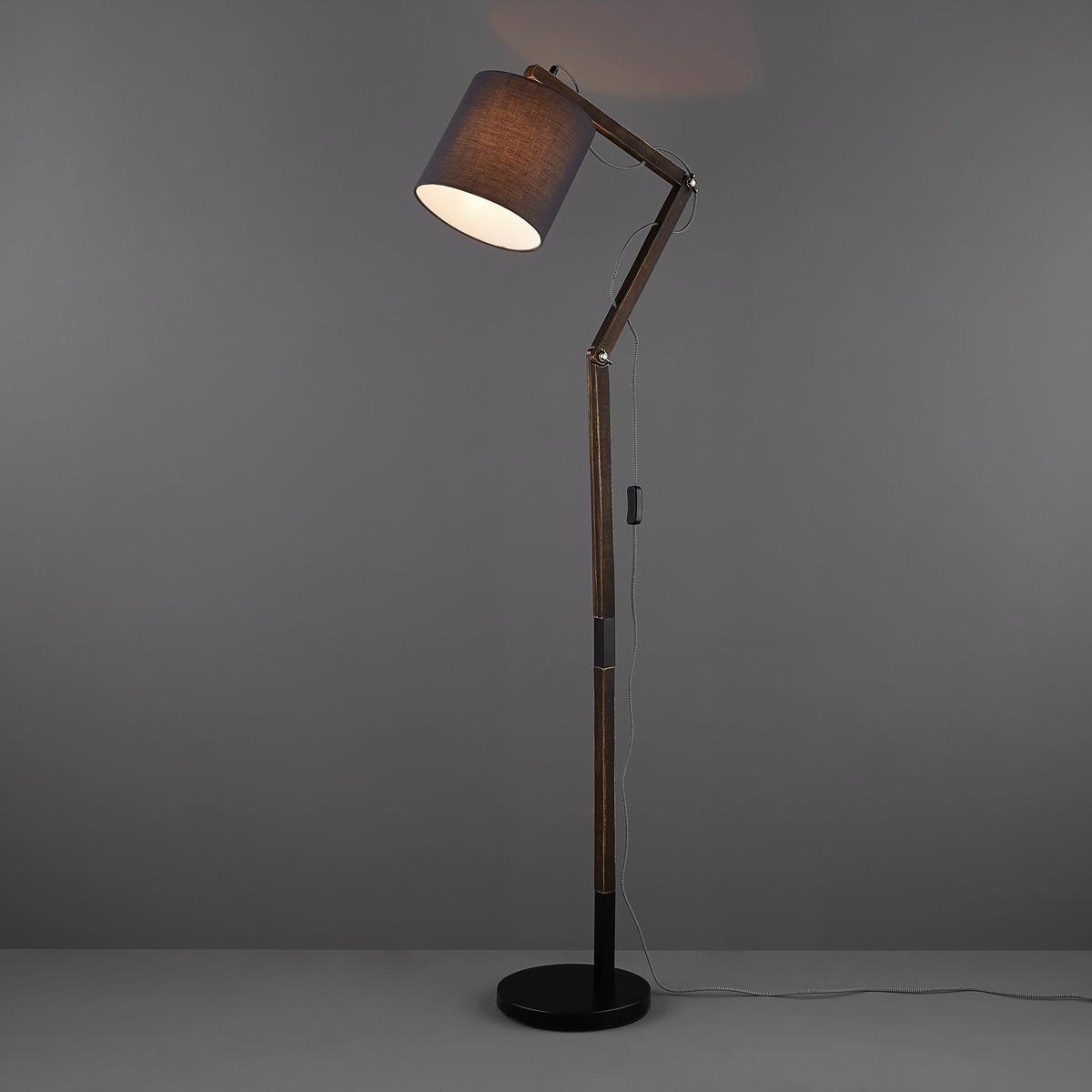 Stehleuchte 21512s - Schwarz/Braun, Design, Holz/Textil (49,5/157cm) - Globo