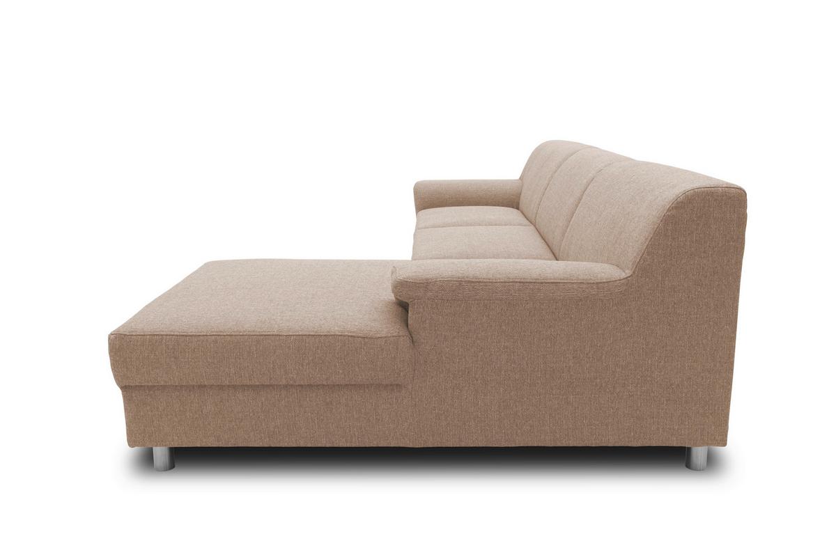 Ecksofa Mit Schlaffunktion Jamie Beige Webstoff - Chromfarben/Beige, KONVENTIONELL, Textil (252/150cm) - MID.YOU