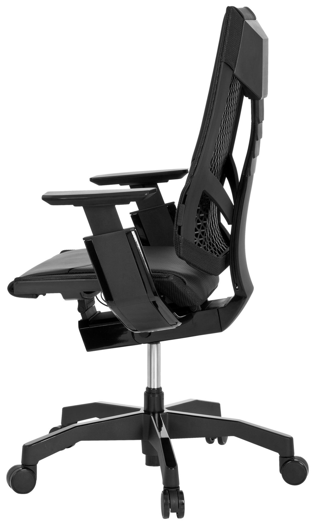 Drehstuhl Genidia Black höhenverstellbar Schwarz - Schwarz, MODERN, Leder/Kunststoff (57/119/46cm) - MID.YOU