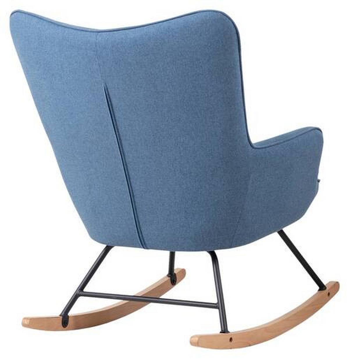 Schaukelstuhl mit Armlehnen Richie Echtholz/Webstoff Blau - Blau/Buchefarben, MODERN, Holz/Textil (72/92/92cm) - MID.YOU