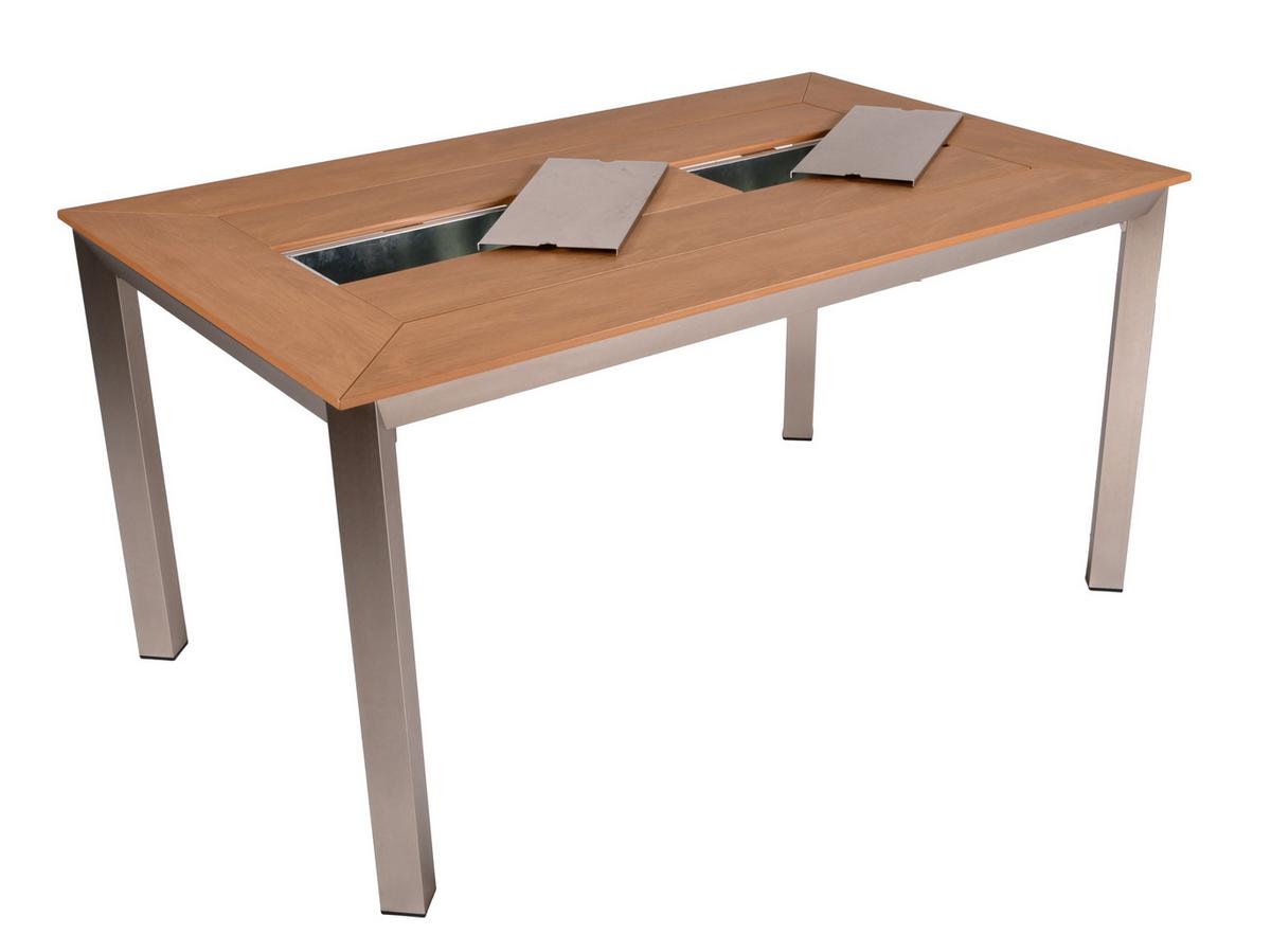 Gartentisch Florence - Champagner/Grau, Basics, Kunststoff/Metall (150/70/75cm) - Gardenson