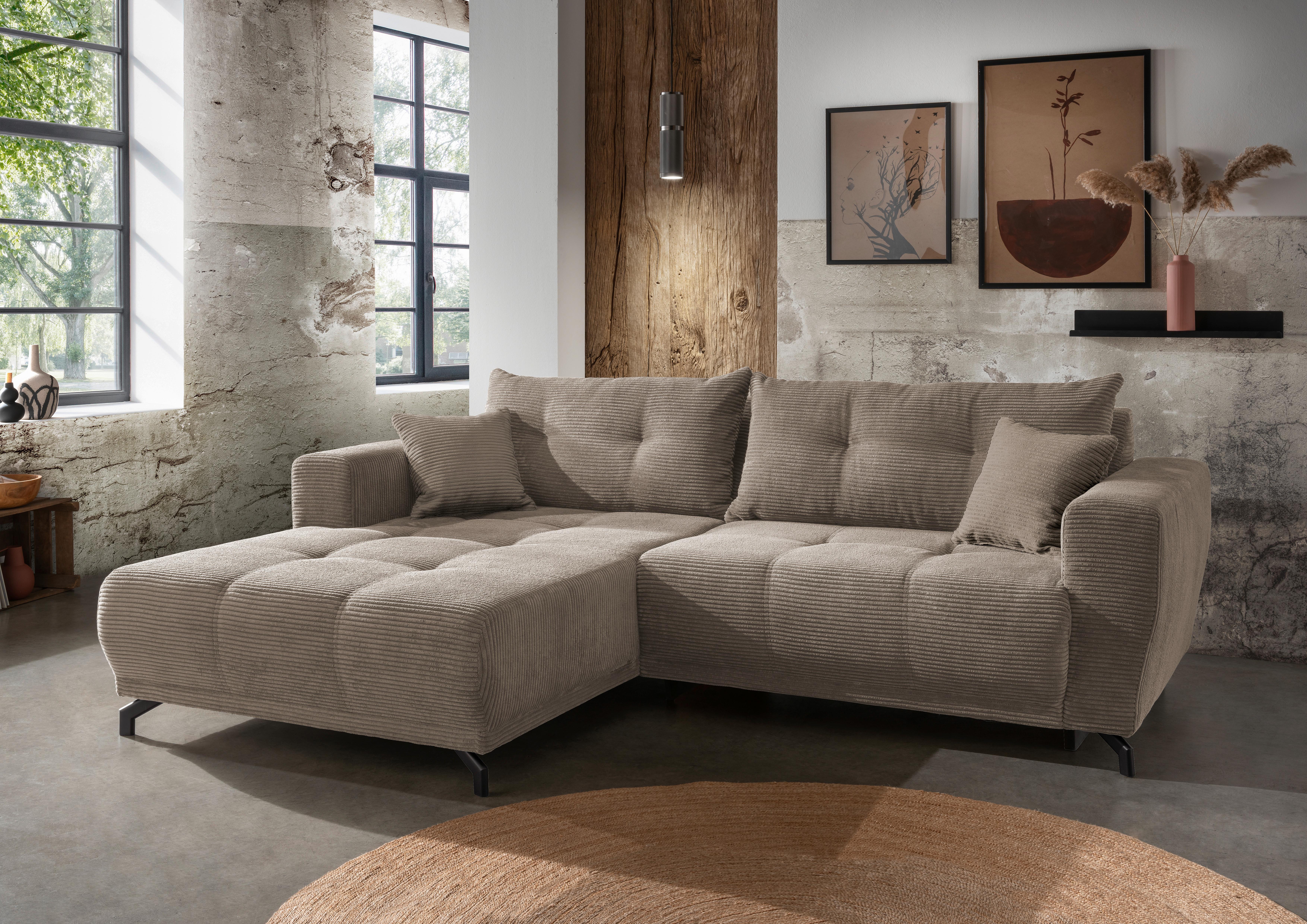 Ecksofa Liegefunktion Restato Graubraun - Graubraun/Schwarz, MODERN, Holz/Textil (177/246cm) - MID.YOU