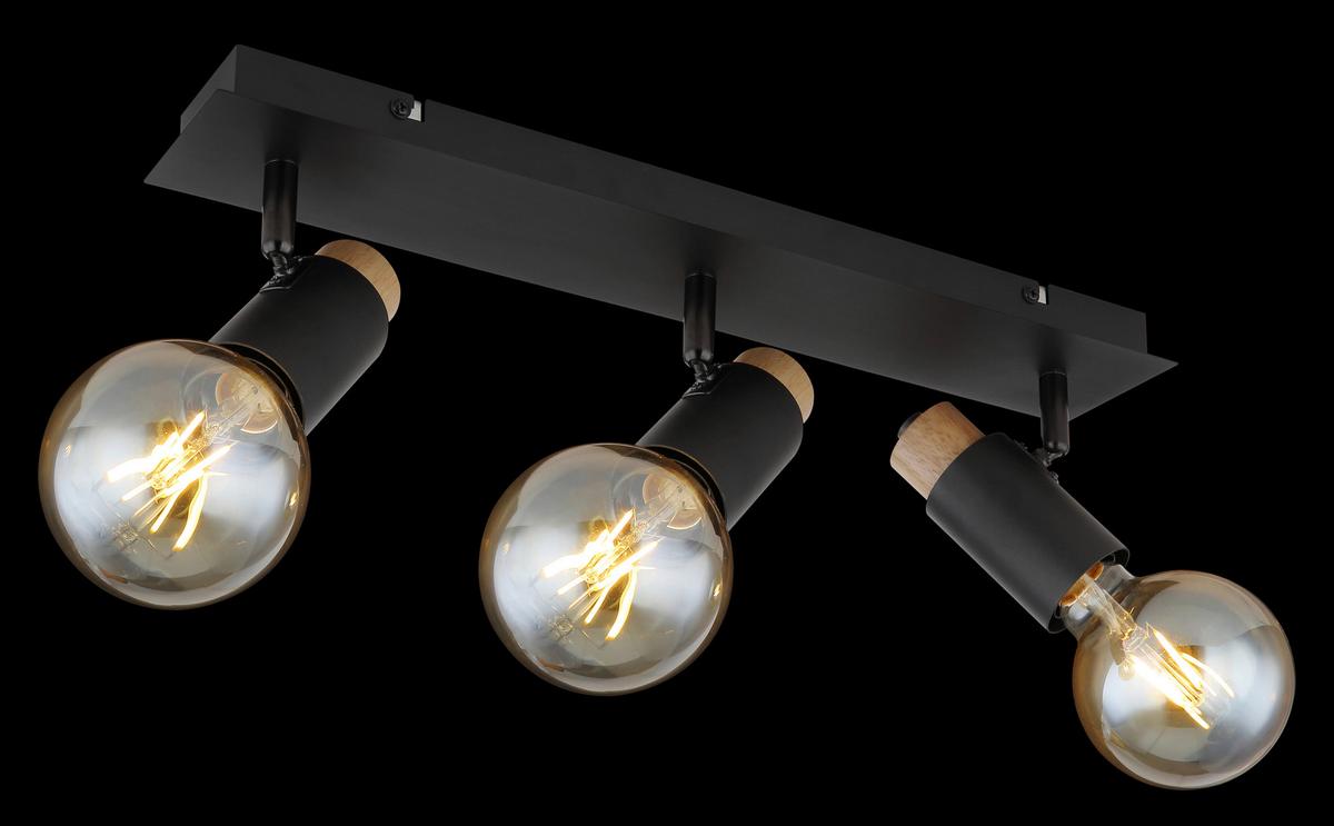 Strahler 54045-3 - Dunkelbraun/Schwarz, Design, Holz/Metall (48,5/8/14,5cm) - Globo