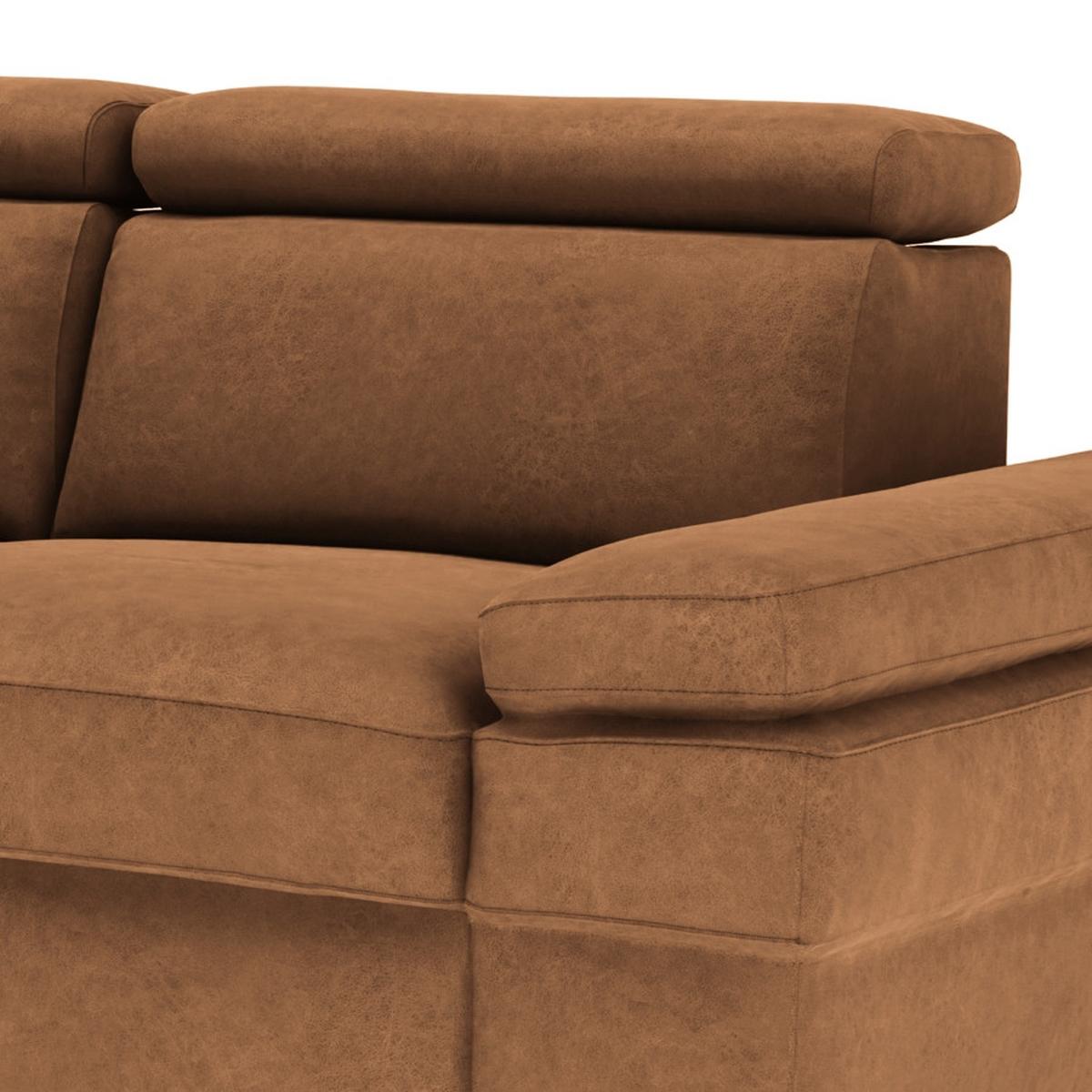 Ecksofa Elvis, Braun S: 182x259 Cm - Silberfarben/Braun, KONVENTIONELL, Textil (182/259cm) - Trendmanufaktur