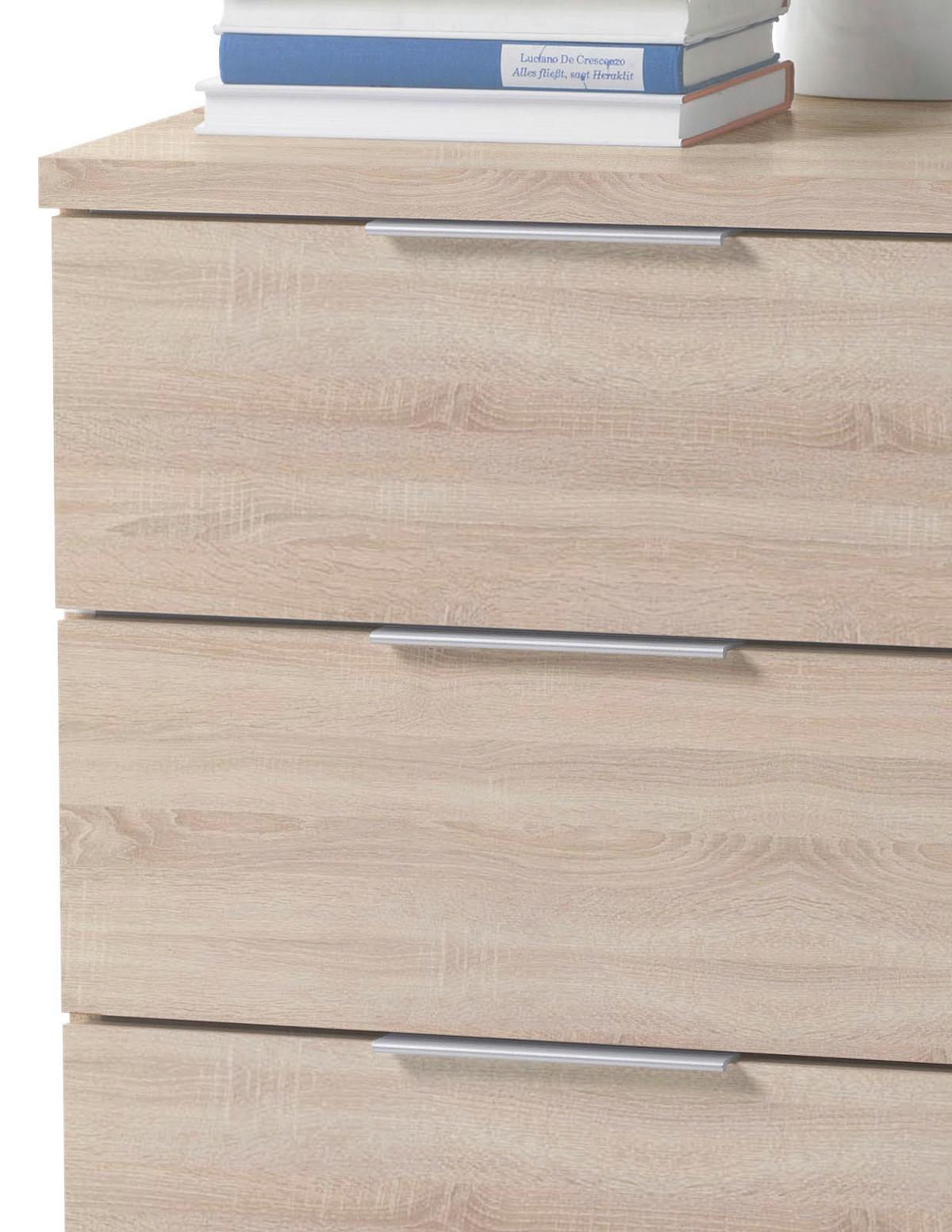 Nočný stolík dub Sonoma 4 zásuvky - farba duba/strieborná, Basics (46/79/42cm) - P & B