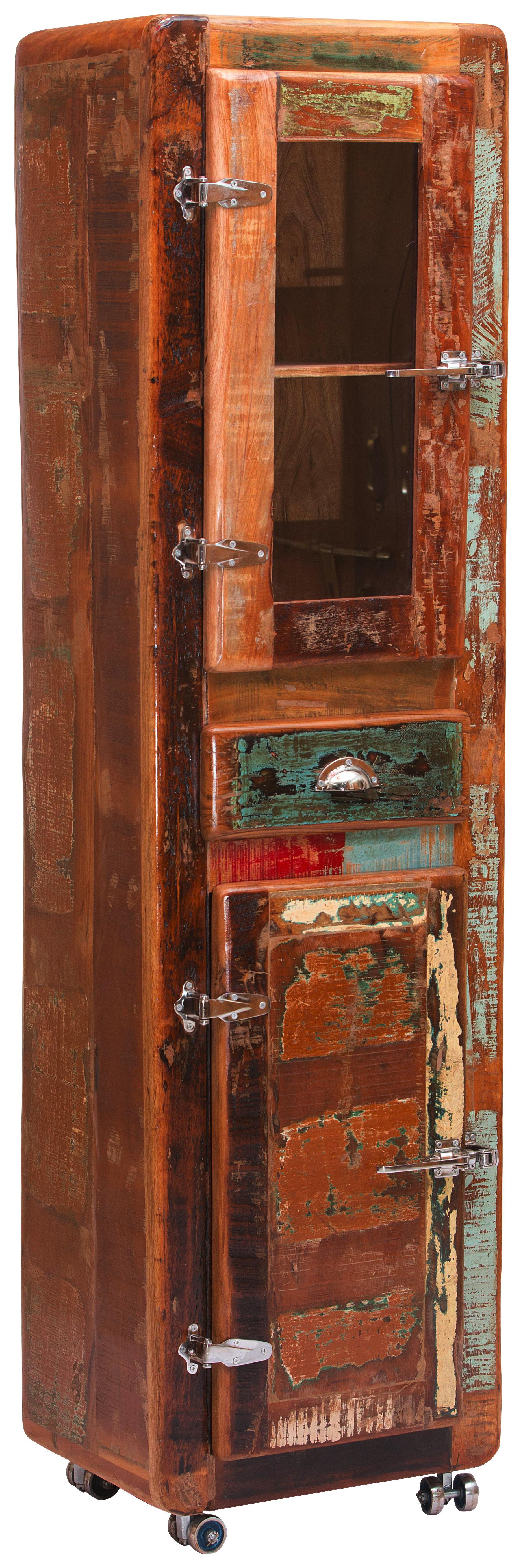 Vitrine Lissabon B: 55 cm Altholz - Silberfarben/Multicolor, Basics, Glas/Holz (55/190/38cm)