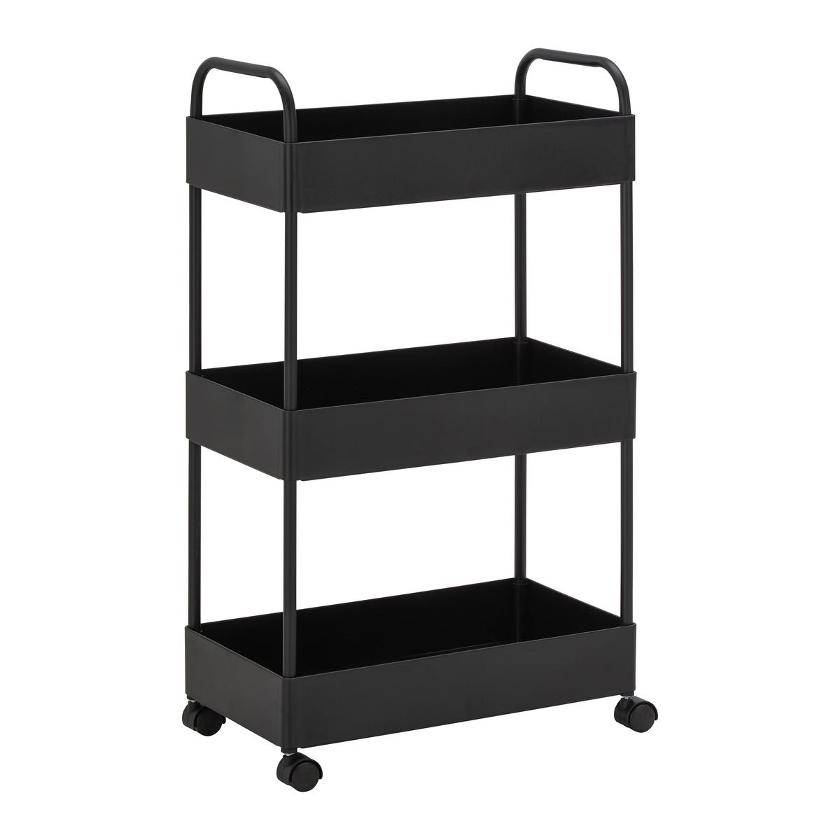 Regál na kolieskach SANDRO čierny - čierna, Modern, kov/plast (40/72/22cm) - P & B