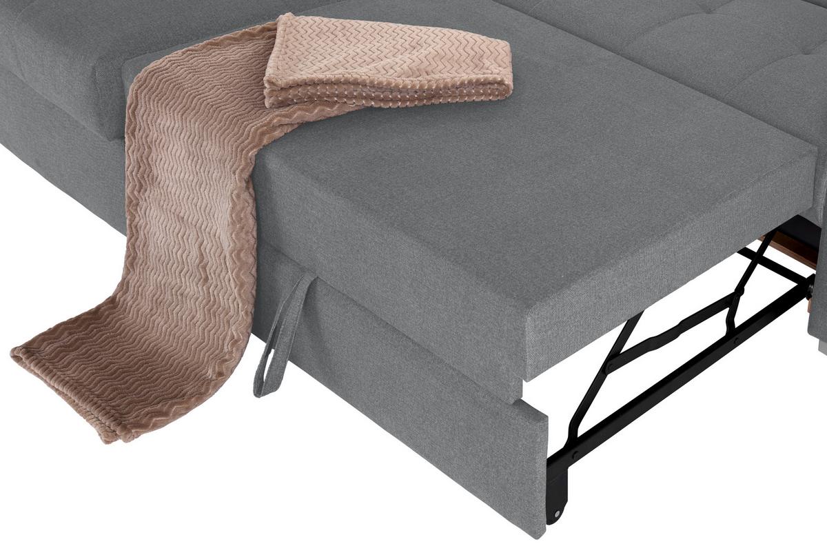 Ecksofa Perry Mit Bettkasten 183x292 cm - Silberfarben/Grau, Design, Textil (183/292cm) - Livetastic