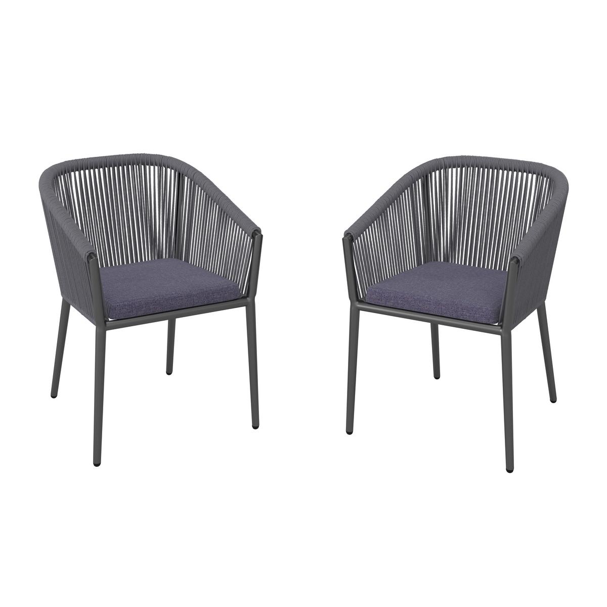 SADA ZAHRADNÍCH KŘESEL BENICIA - modrá/černá, Moderní, kov/textil (55/76/63cm) - Bessagi Garden