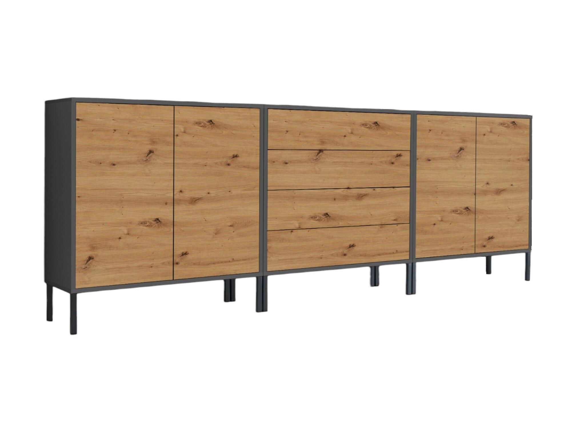 Sideboard Mailand5b:237cmeiche/Anthrazit - Anthrazit/Eiche Artisan, MODERN, Holzwerkstoff (237/86/33cm) - MID.YOU