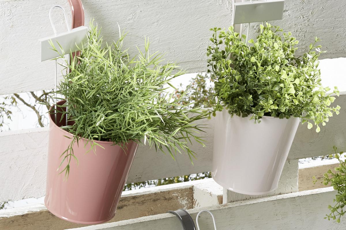 Pflanzenstecker Herb 5er-Set Stahl Weiß H: 27 Cm - Zinkfarben/Weiß, Metall (9/27cm) - Homezone