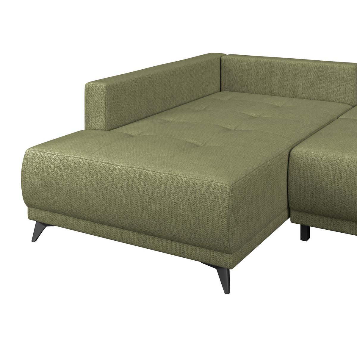 Ecksofa mit Schlaffunktion & Bettkasten Texas Grün - Schwarz/Grün, KONVENTIONELL, Holz (203/259cm)