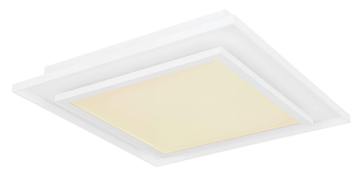 LED-Deckenleuchte L: 44,3 cm mit Fernbedienung - Weiß, Design, Kunststoff/Metall (44,3/44,3/6,3cm) - Globo