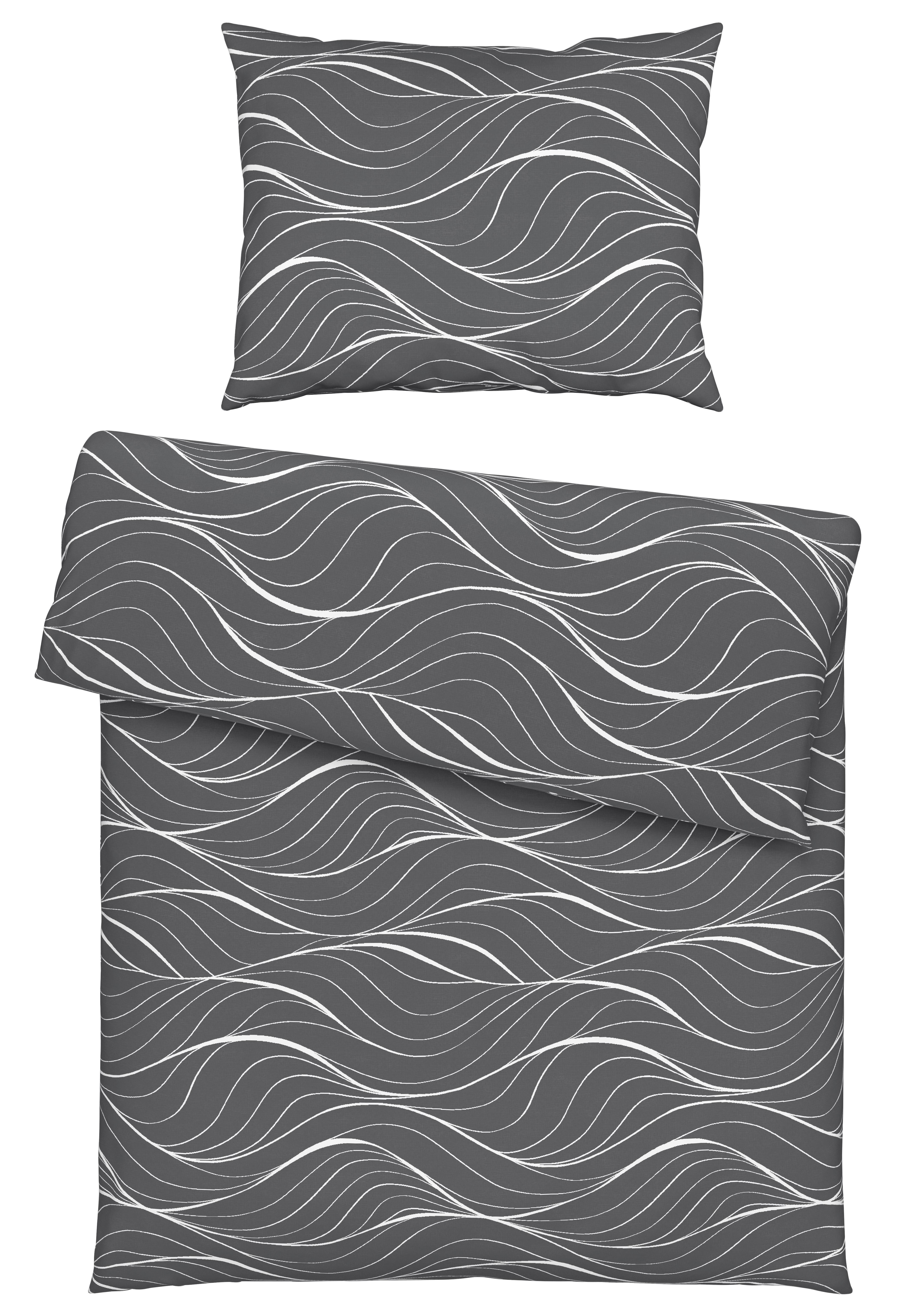 Posteľná Bielizeň Waves, 70/90 140/200cm - antracitová, textil (140/200cm) - Modern Living
