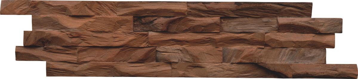 Wandverkleidung Teak Diamond Ancient Brown - Braun, Basics, Holz (61/15/2cm)
