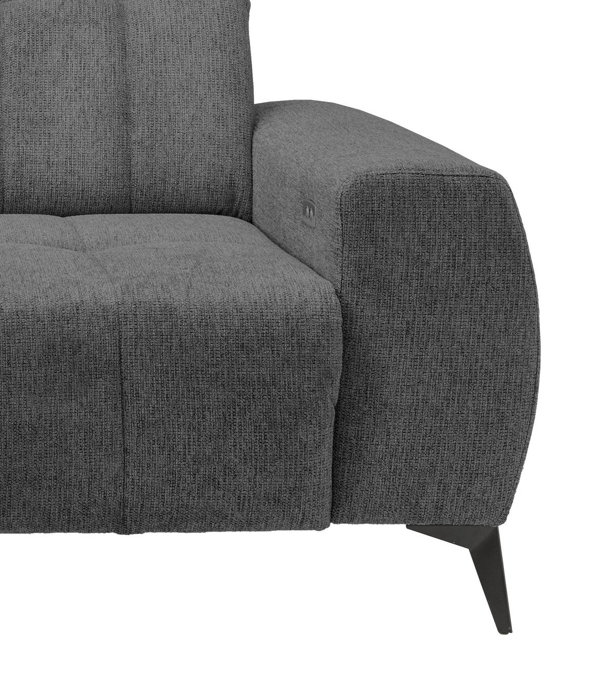 Ecksofa mit USB Anschluss Sano, Anthrazit, S: 200x261 cm - Anthrazit/Schwarz, MODERN, Textil (200/261cm) - Livetastic