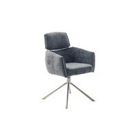Armlehnstuhl Quebec Chenille Anthrazit 360° Drehb. - Edelstahlfarben/Anthrazit, KONVENTIONELL, Textil/Metall (60/92/64cm)