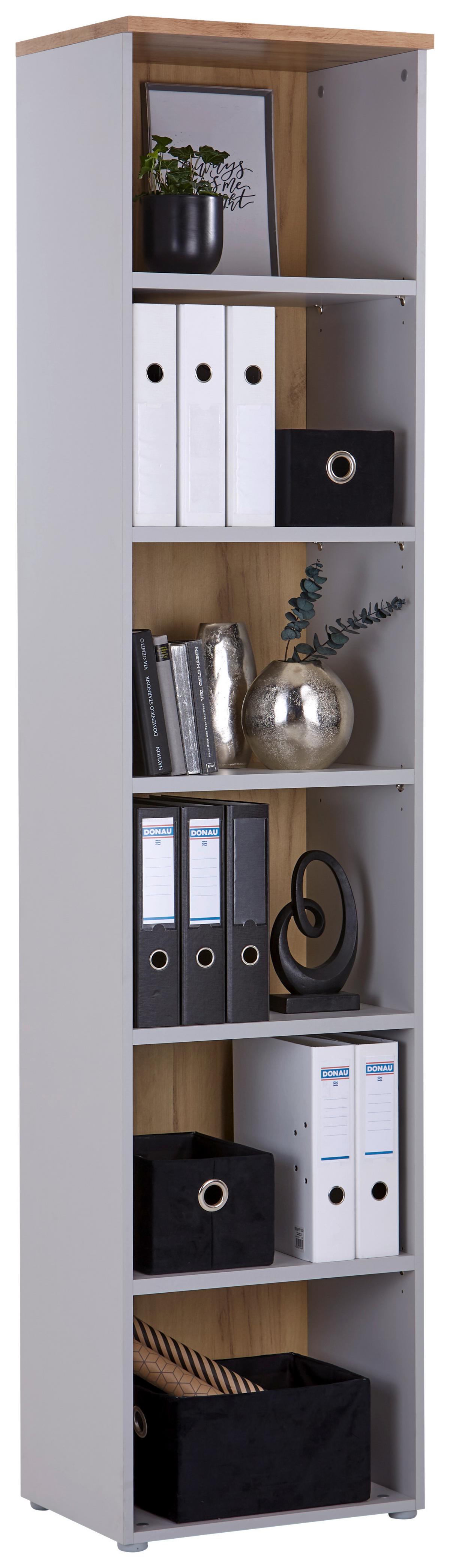 Aktenregal Kontor Grau/Eiche Dekor B: 50 cm - Eichefarben/Grau, MODERN, Holzwerkstoff (50/220/38cm)