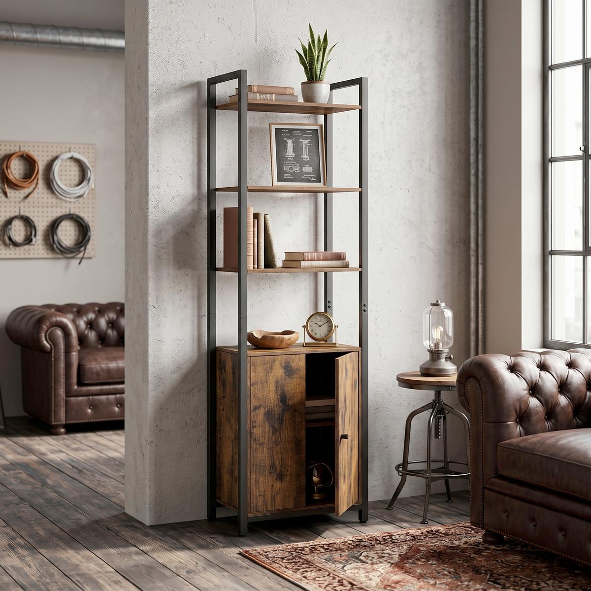 REGAL BOOKSHELF - Schwarz/Braun, MODERN, Holzwerkstoff/Metall (40/159,5/24cm) - MID.YOU