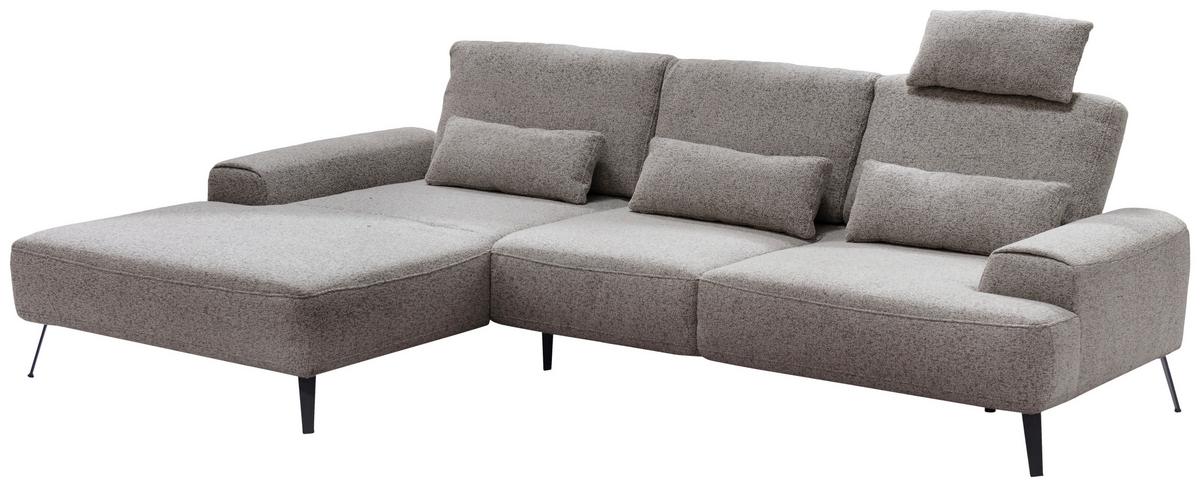 Ecksofa Astoria Graubraun S: 178x305cm - Graubraun/Schwarz, Design, Textil (178/305cm) - Livetastic