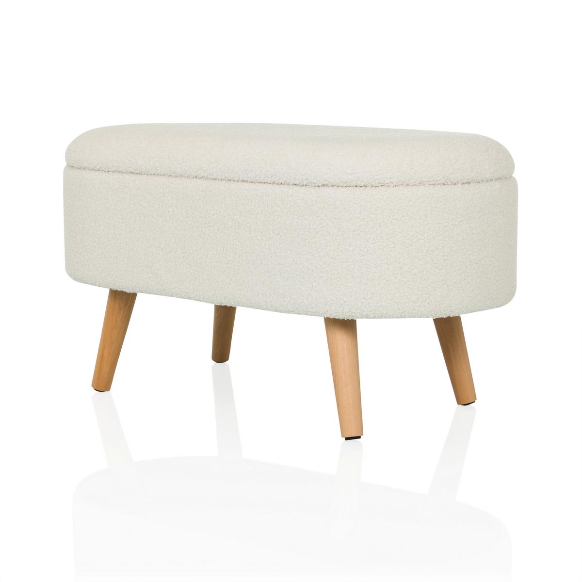 Hocker Storiano Weiß B: 82 Cm - Eichefarben/Weiß, MODERN, Textil (82/43/47cm) - MID.YOU