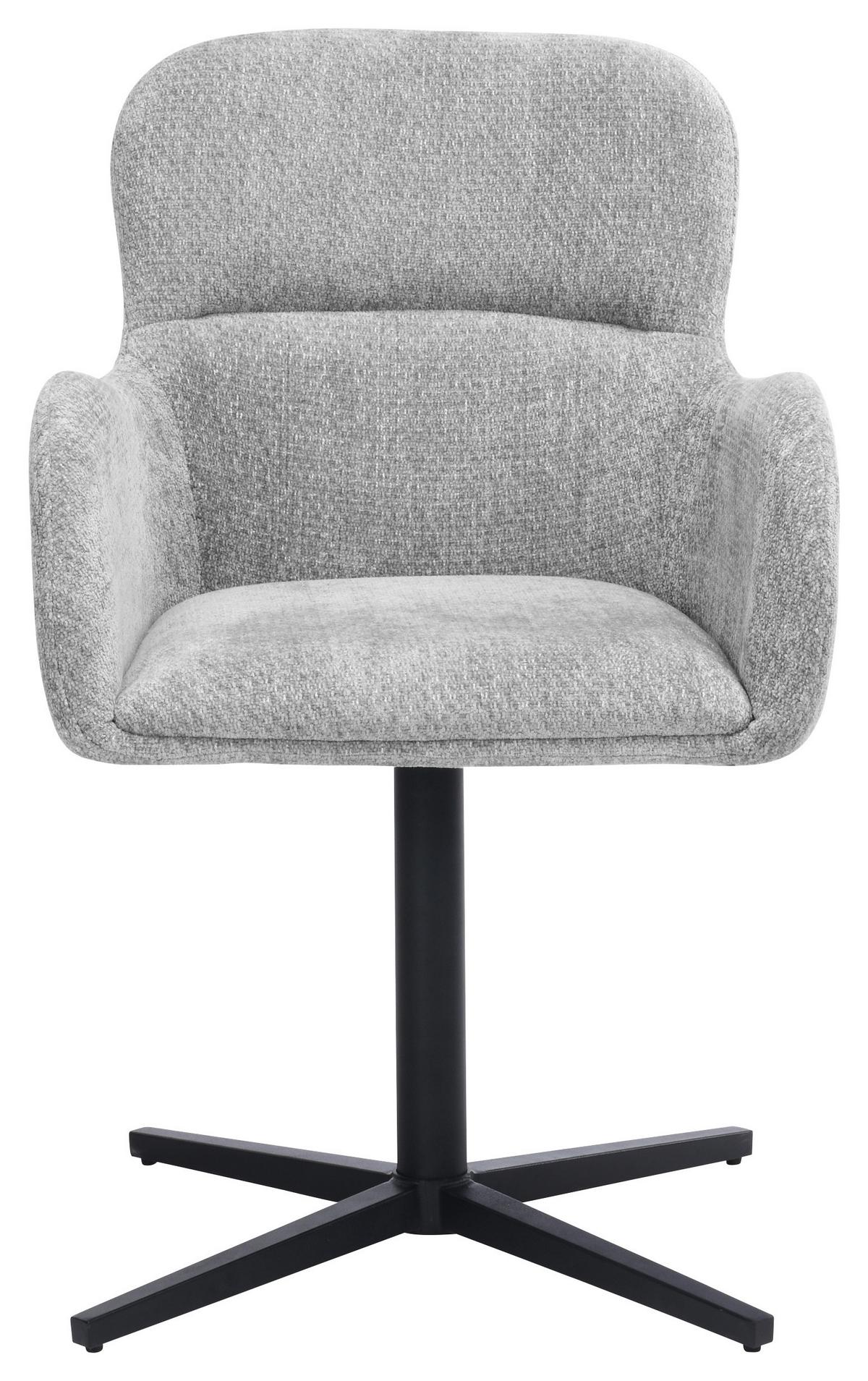 Armlehnstuhl Amber Chenille Grau, B: 56 cm - Schwarz/Grau, MODERN, Holz/Textil (57/85/63cm) - Livetastic