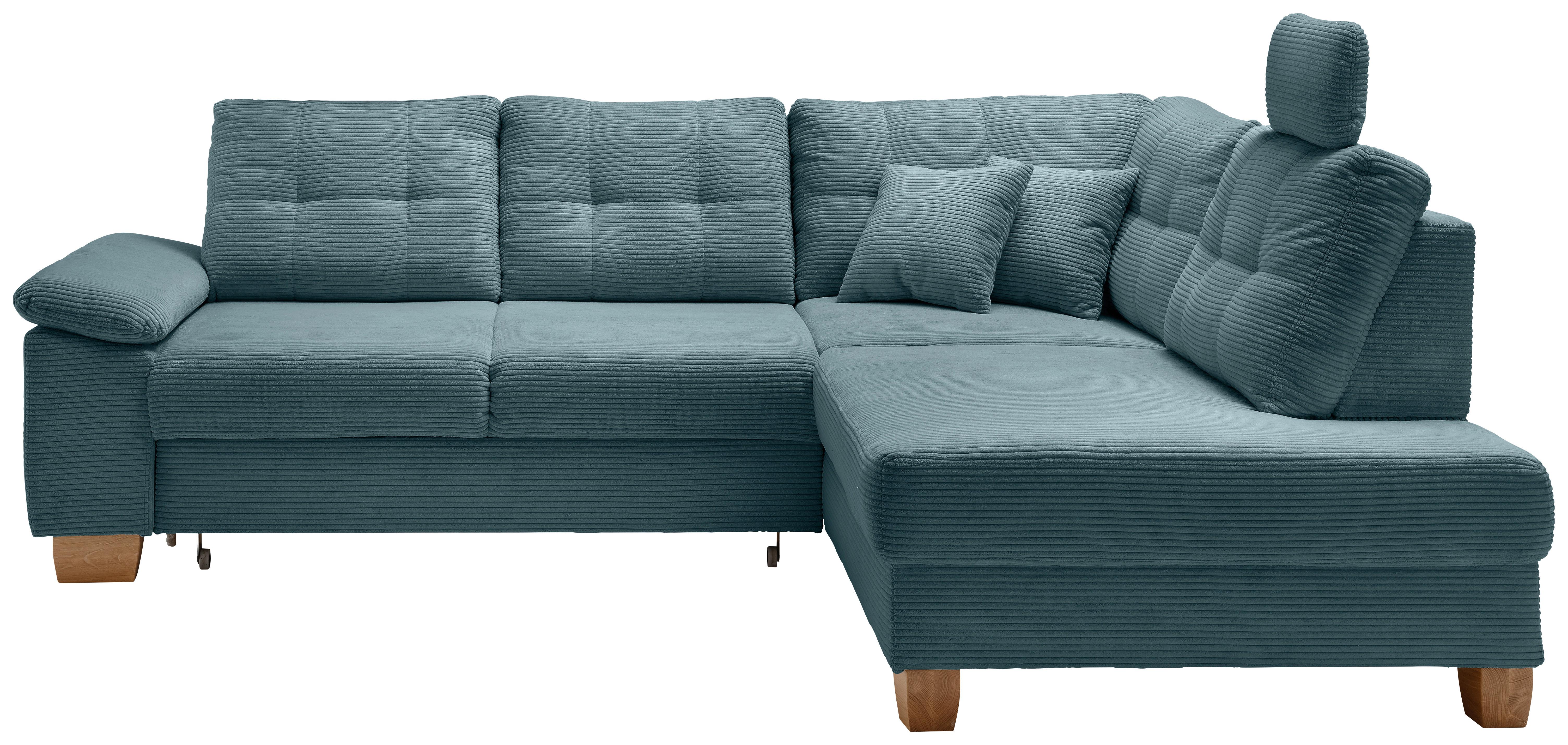 Ecksofa Brizzini Petrol S: 274x206 cm - Petrol/Naturfarben, MODERN, Textil (274/206cm) - Livetastic