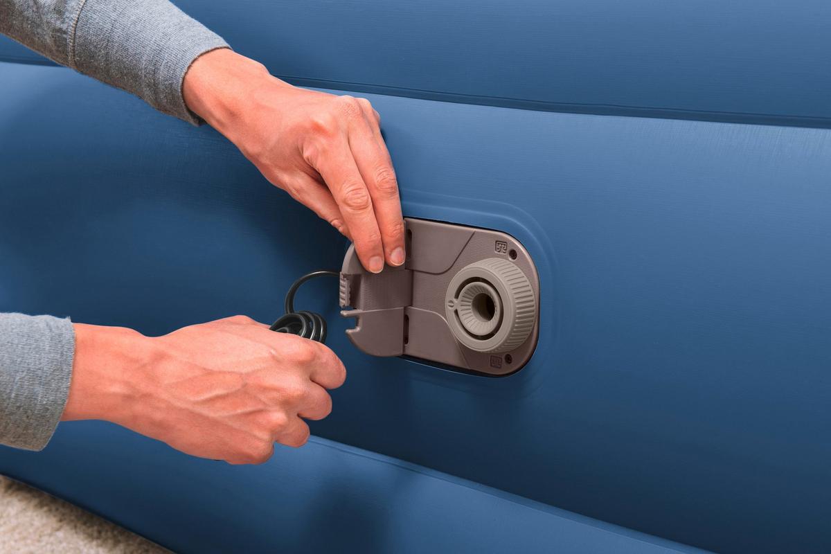 Luftbett Stefan 203x152x61 cm Bis 300kg, inkl. Pumpe - Dunkelblau/Grau, KONVENTIONELL, Kunststoff/Metall (203/152/61cm) - Bestway