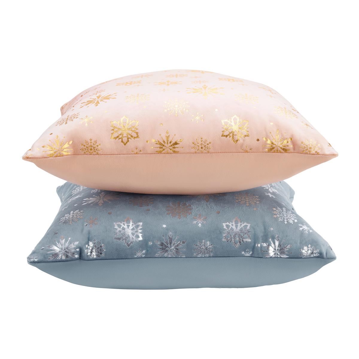 DEKORAČNÍ POLŠTÁŘ SNOWFLAKE - barvy stříbra/jadeitově zelená, textil (45/45cm) - Mömax