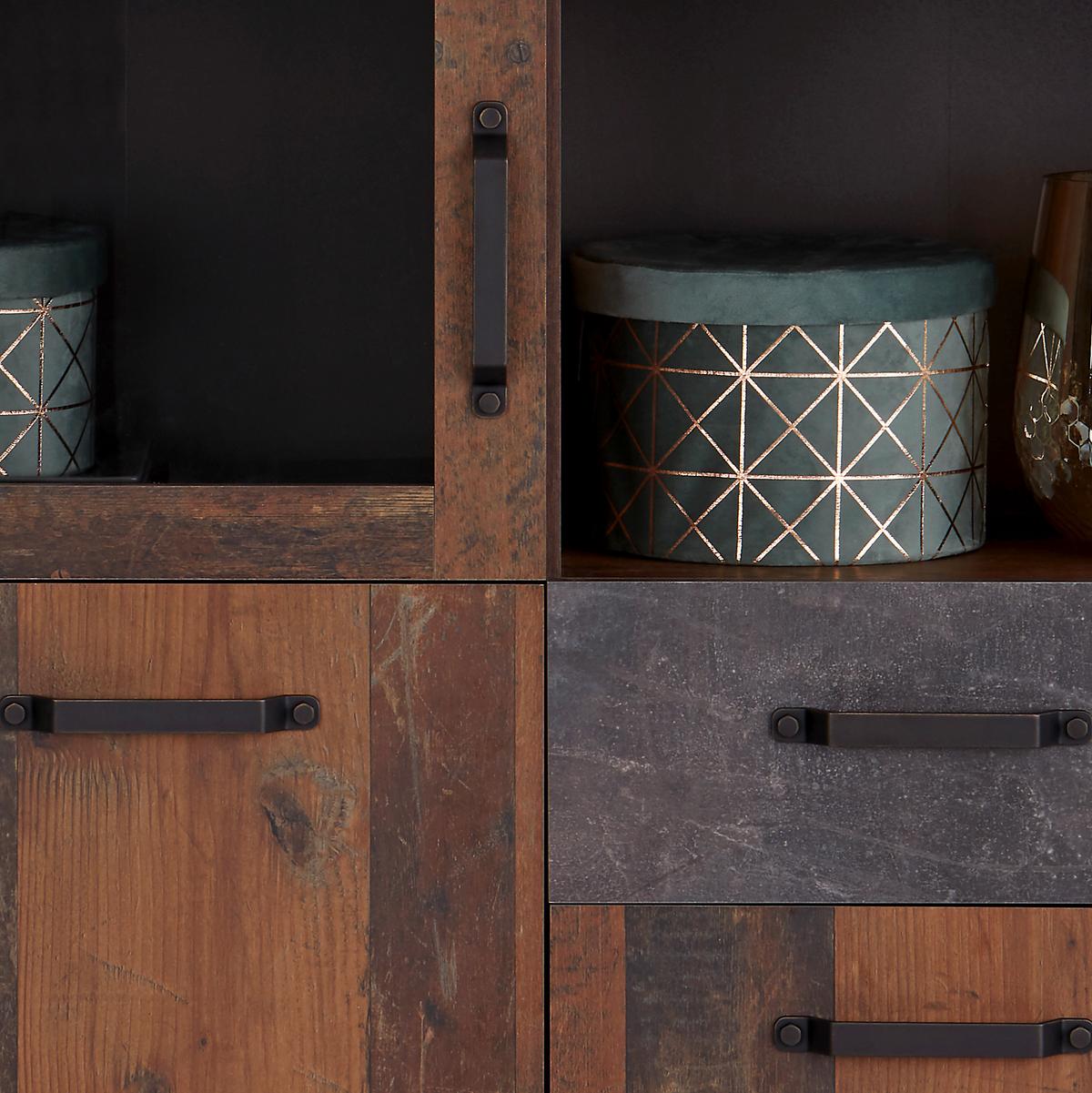 VITRÍNA ONTARIO - šedá/barvy dubu, Moderní, kompozitní dřevo/plast (106/200/41,5cm) - Ondega