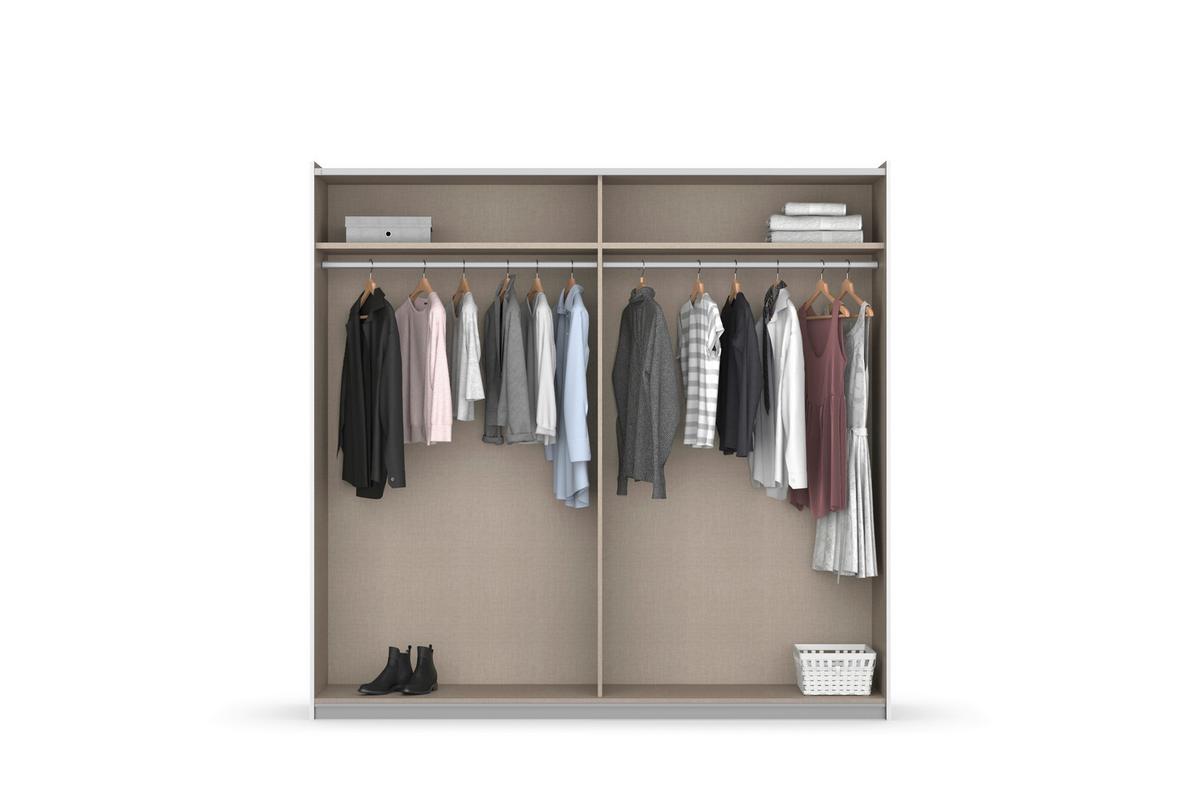 Schwebetürenschrank Neo Grau Eiche Artisan Dekor - Alufarben/Eiche Artisan, MODERN, Holzwerkstoff (218/210/59cm) - Rauch Möbel