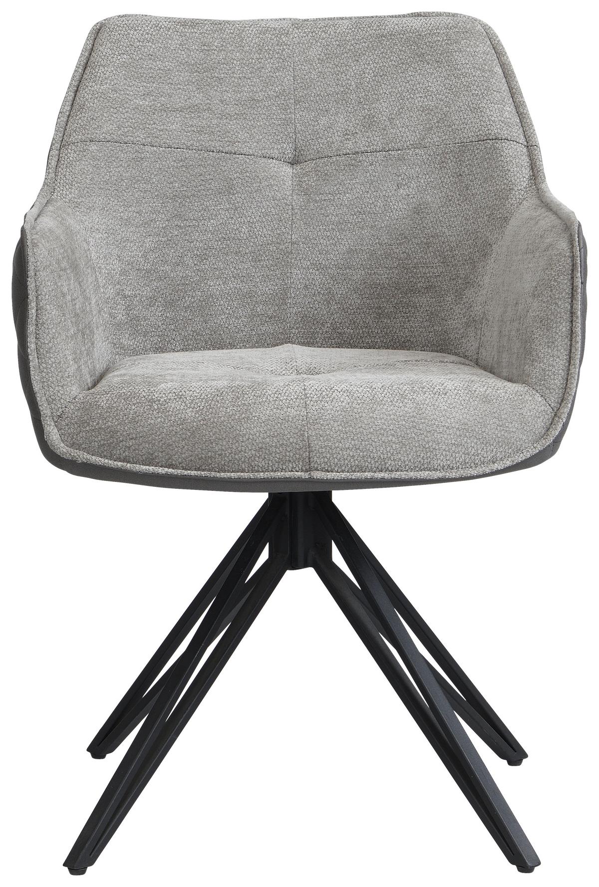 Armlehnstuhl Aurelia Dunkelgrau/Schwarz B: 57 cm - Dunkelgrau/Schwarz, MODERN, Textil/Metall (57/82/61cm) - Livetastic