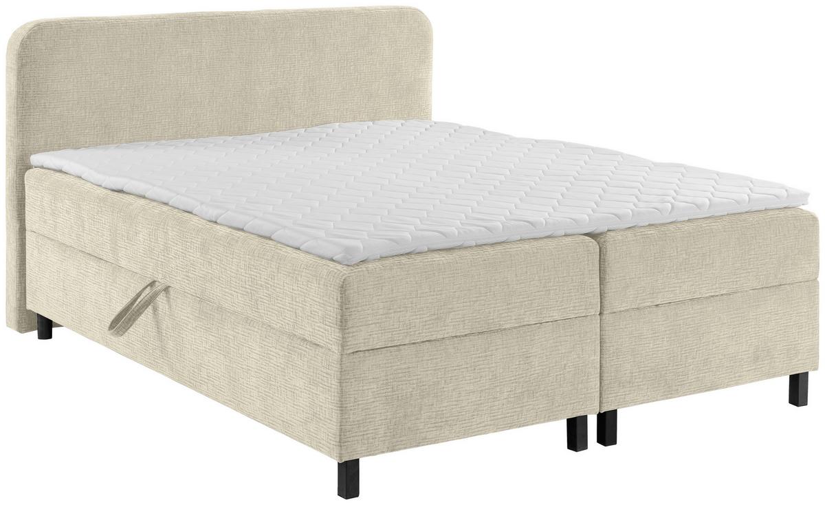 Boxbett mit Topper & Bettkasten 180x200 Viva - Creme/Schwarz, MODERN, Holz/Kunststoff (180/200cm) - MID.YOU