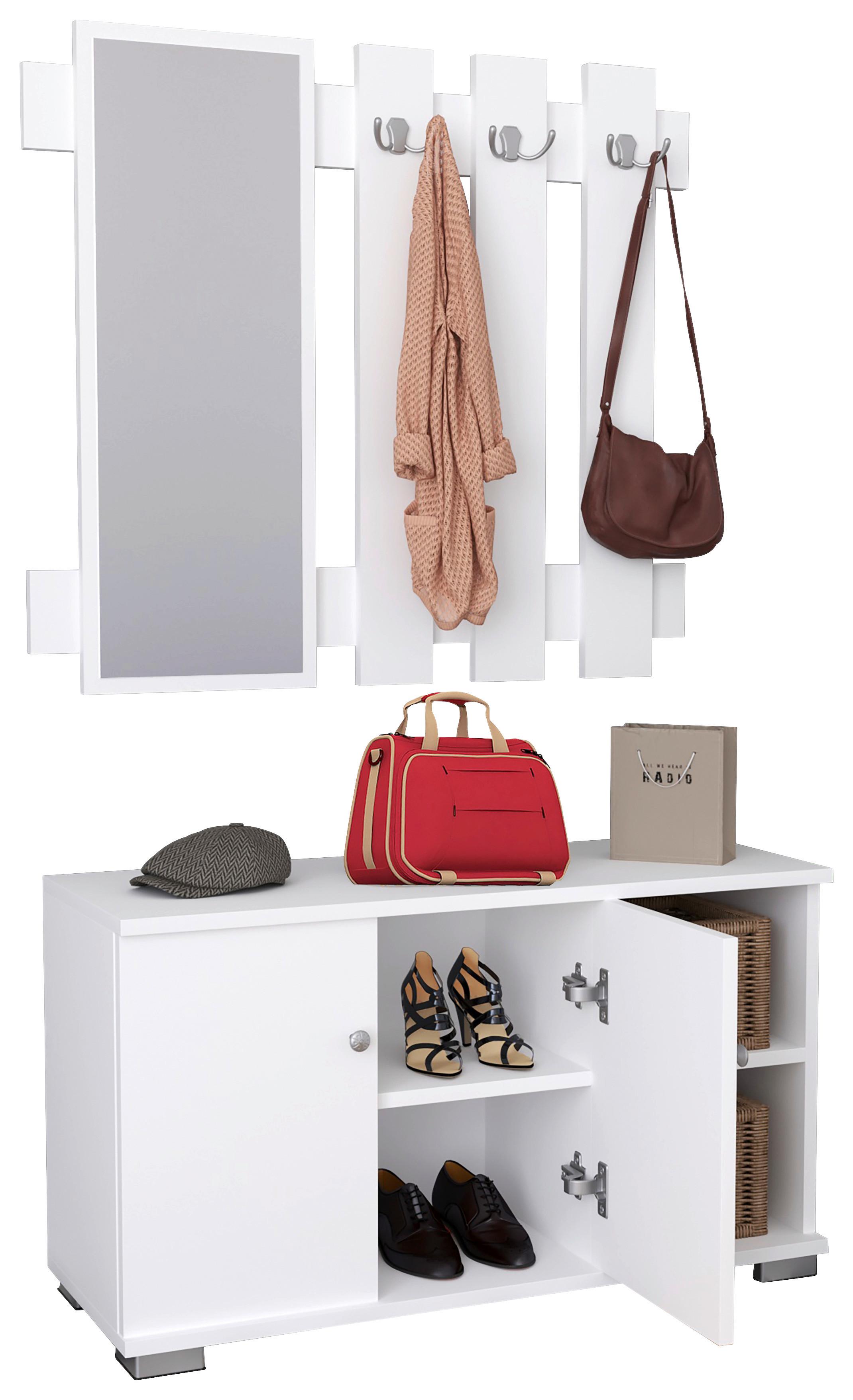 Garderobe Gados 2-teilig Weiß - Weiß, MODERN, Holzwerkstoff (90/132/33cm) - MID.YOU
