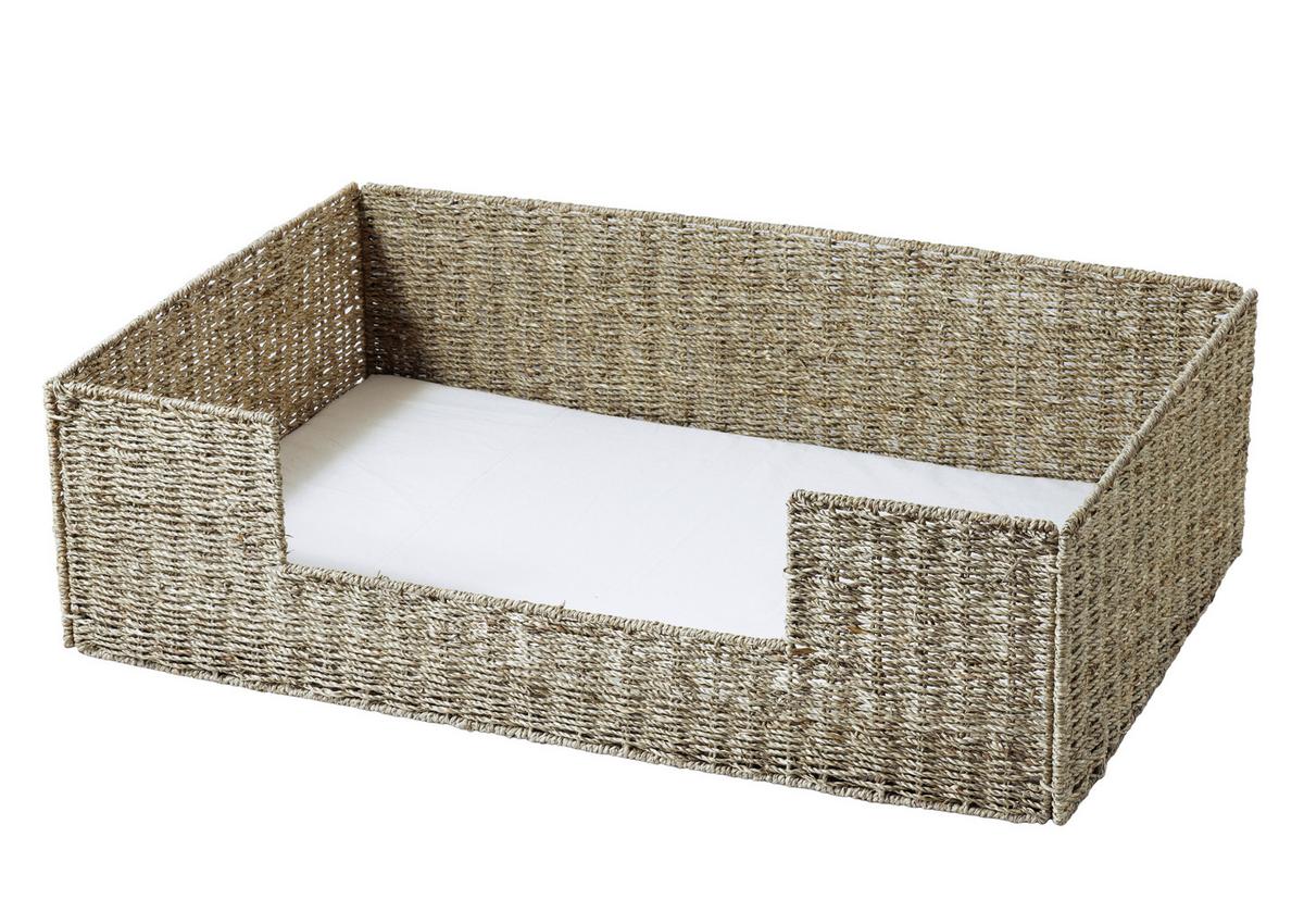 Tierkorb Naturfarben/Weiß L: 88 cm - Naturfarben/Weiß, KONVENTIONELL, Naturmaterialien (88/57/25cm)