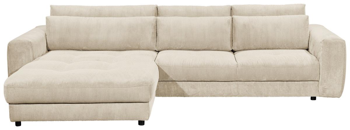 Ecksofa Barura 2s. Urc Creme S: 194/333 Cm - Creme/Schwarz, KONVENTIONELL, Holzwerkstoff/Textil (194/333cm) - MID.YOU