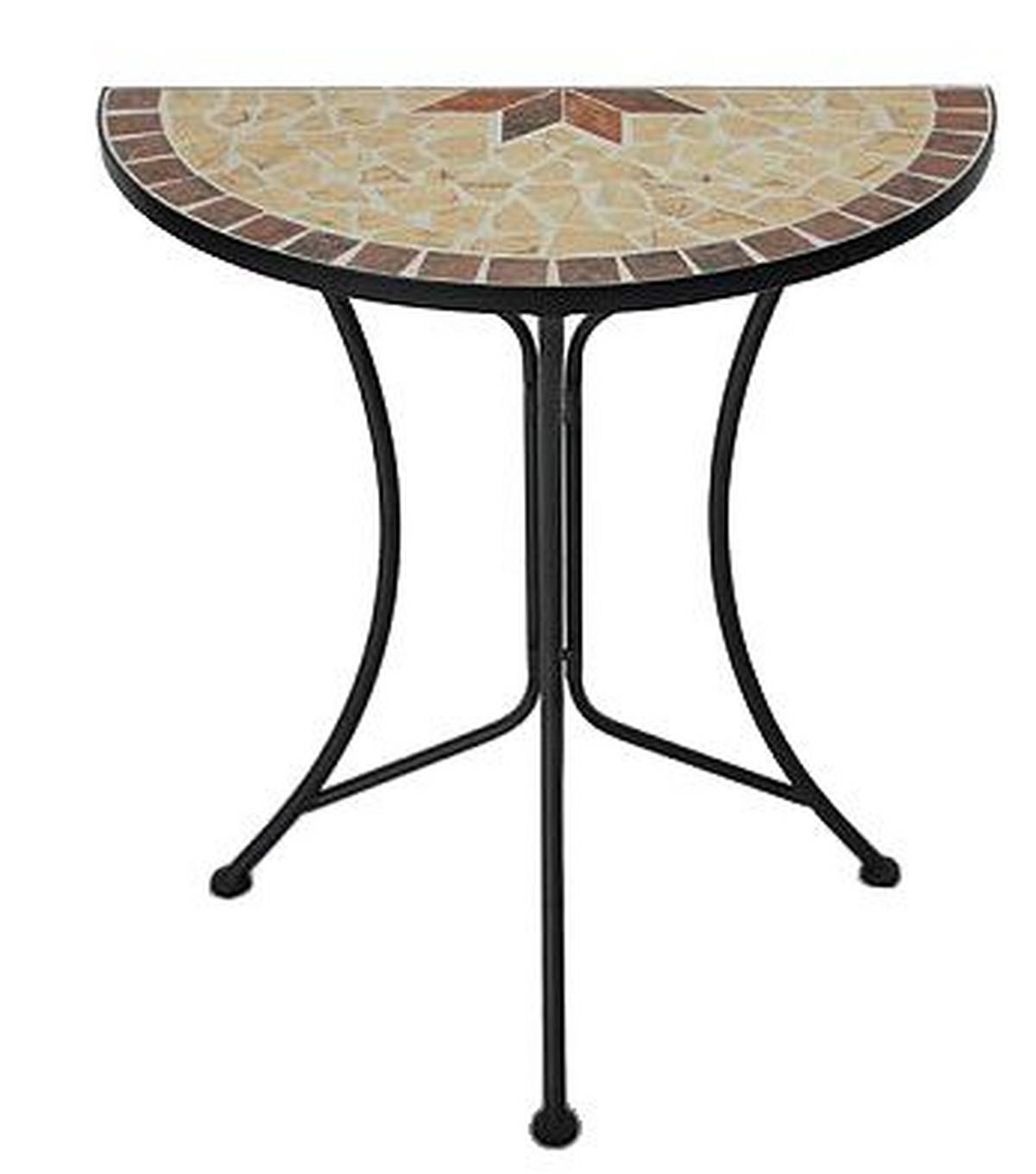 Gartentisch Mosaik Amarillo Metall/Stein L: 60 cmhalbrd - Rostfarben/Beige, Basics, Stein/Metall (60/30/70cm) - Gardenson