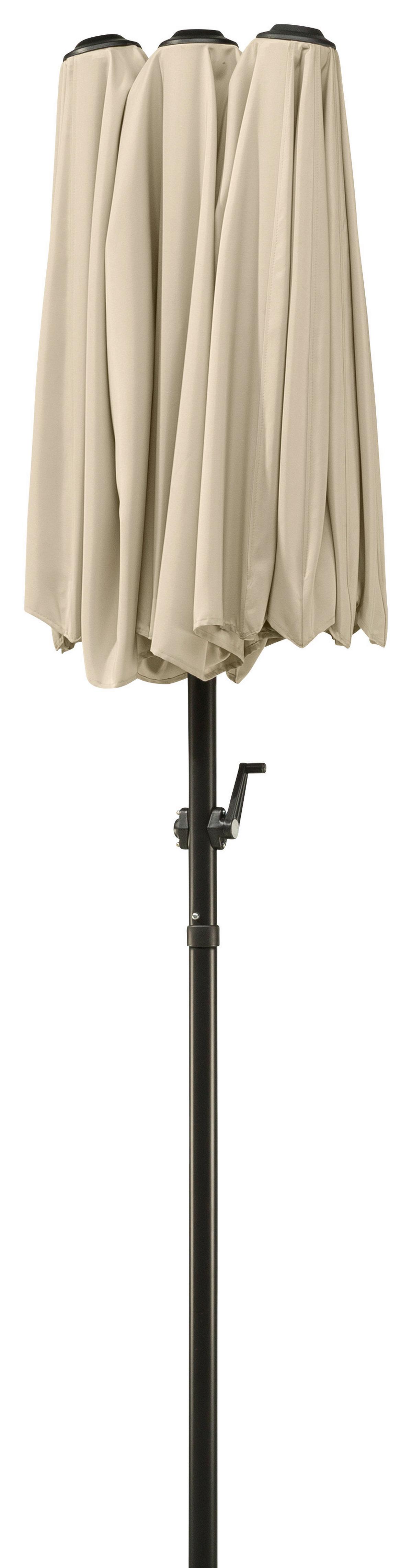 Doppelsonnenschirm Salerno Bxhxt: 300x220x150cm Naturfarben - Anthrazit/Naturfarben, Basics, Textil/Metall (300/220/150cm) - Schneider