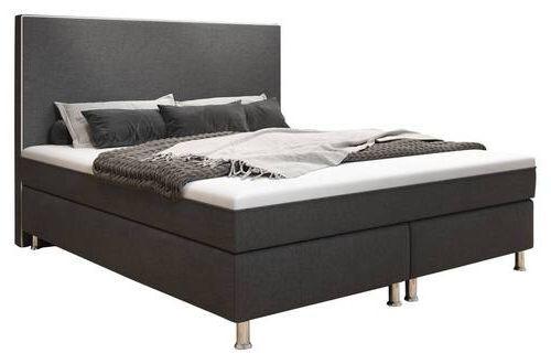 Boxspringbett mit Topper 180x200 cm King De Luxe - Anthrazit/Silberfarben, KONVENTIONELL, Textil (180/200cm) - MID.YOU