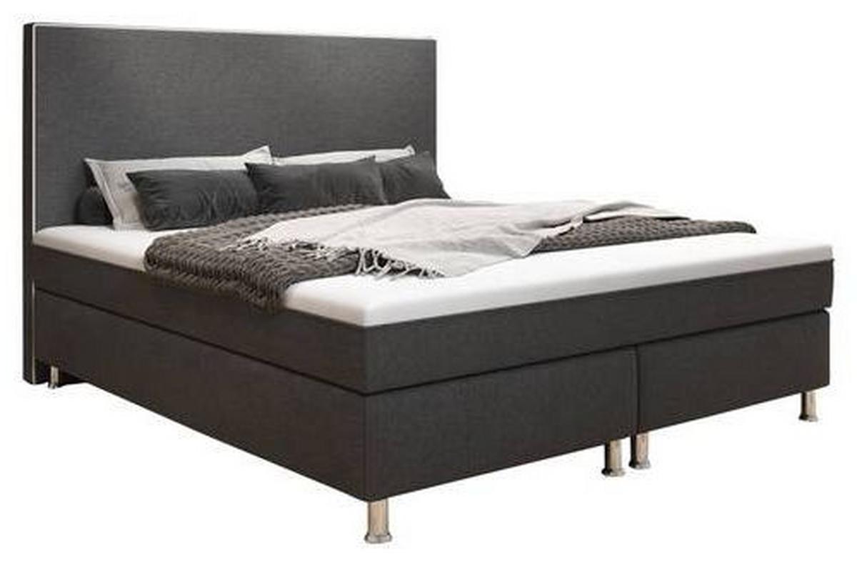 Boxspringbett mit Topper 180x200 cm King De Luxe - Anthrazit/Silberfarben, KONVENTIONELL, Textil (180/200cm) - MID.YOU