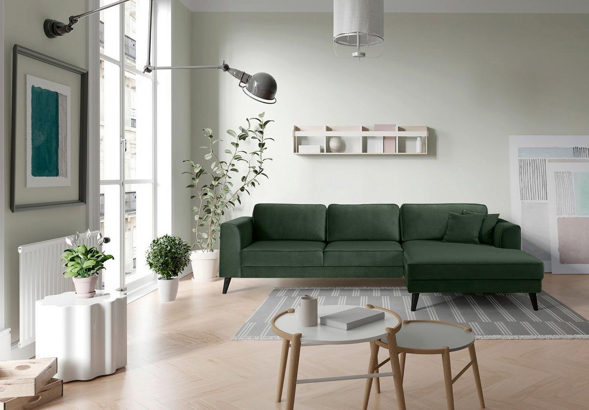 Ecksofa Mit Schlaffunktion Lumber Jack Dunkelgrün - Wengefarben/Dunkelgrün, MODERN, Textil (277/167cm) - Trendmanufaktur