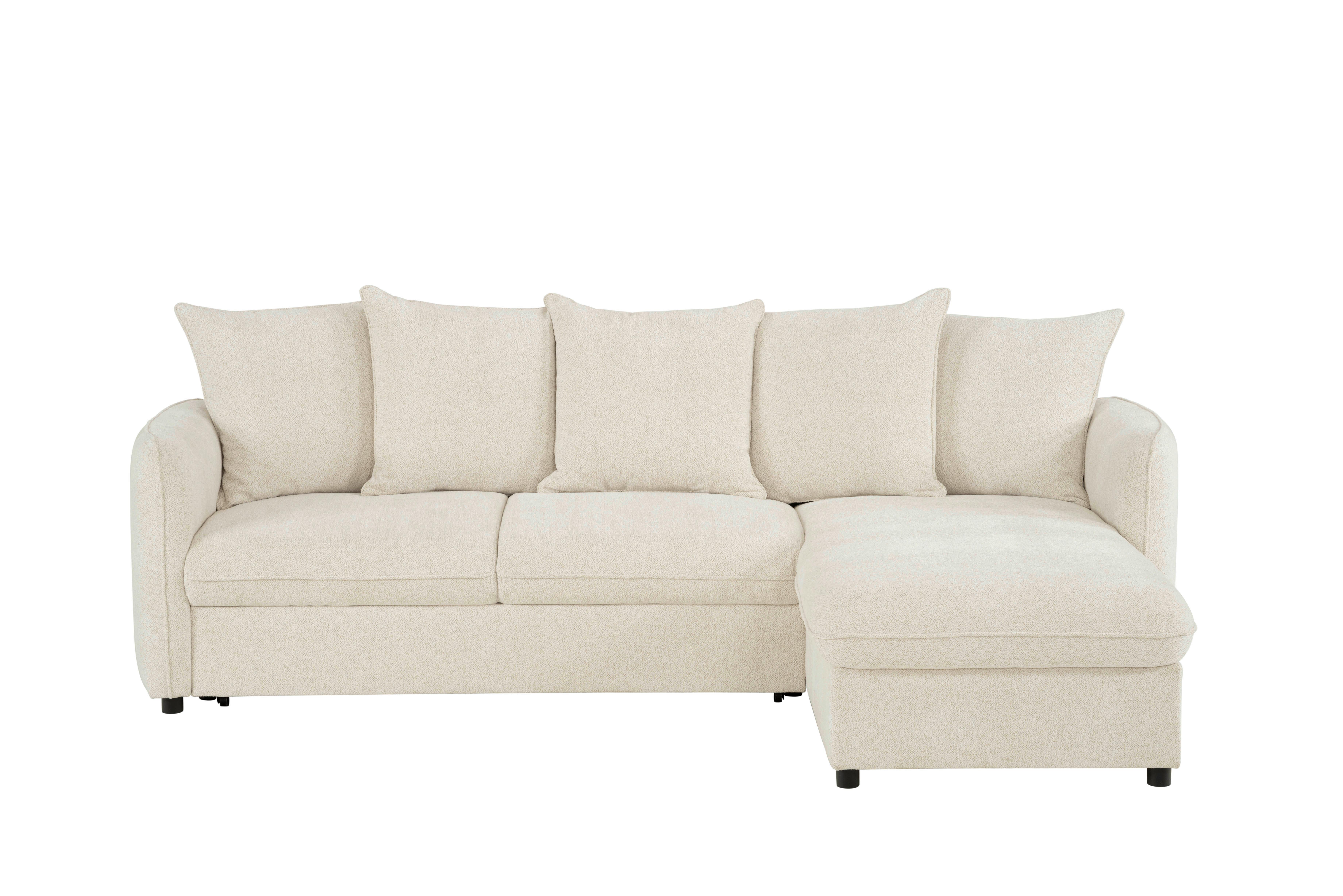 Ecksofa Costo Creme S: 254 Cm - Creme/Schwarz, Design, Textil (254/160cm) - MID.YOU