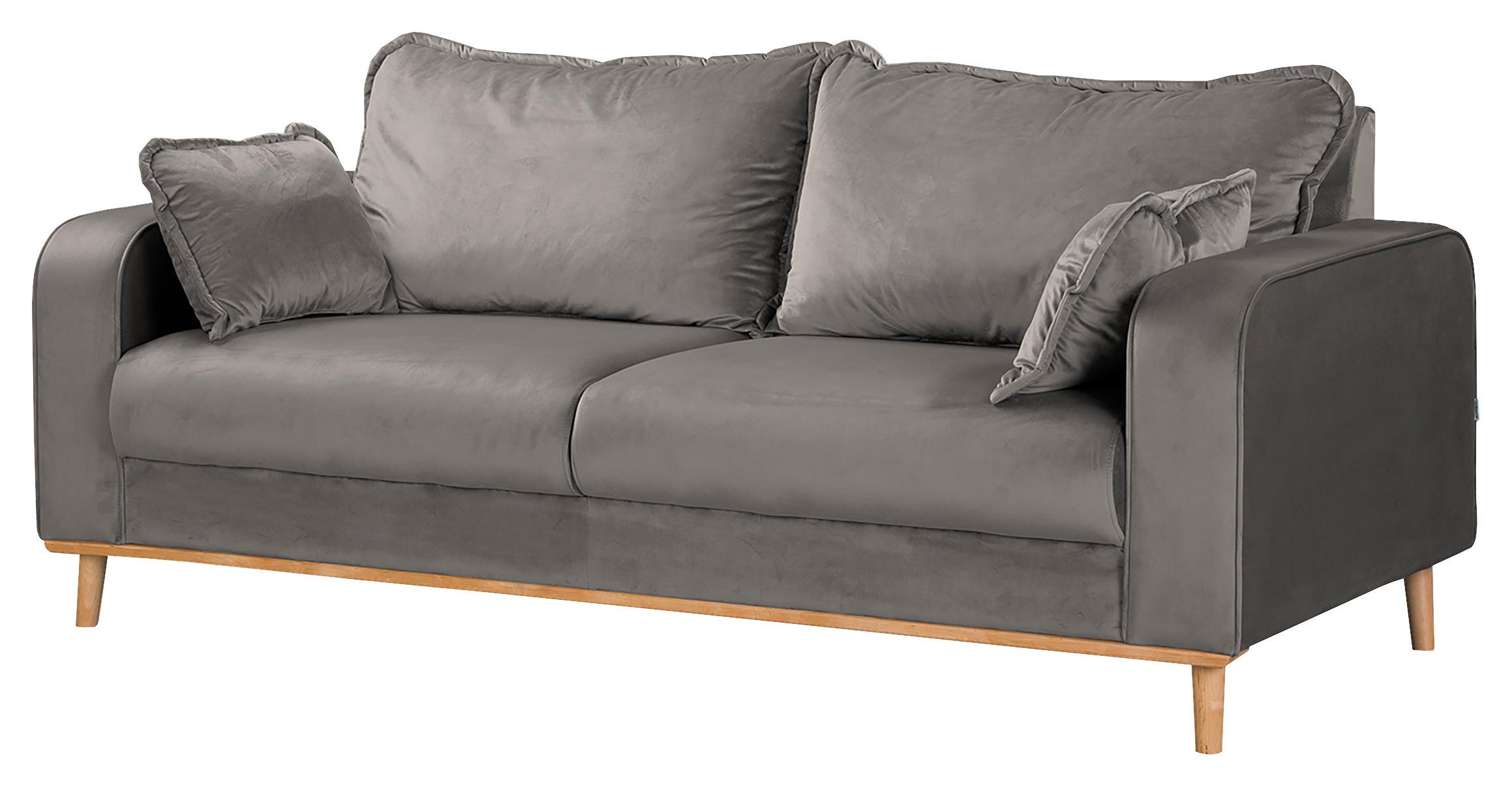 3-Sitzer-Sofa Beata Grau B: 193 cm - Wengefarben/Grau, Design, Textil (193/86/87cm) - Livetastic