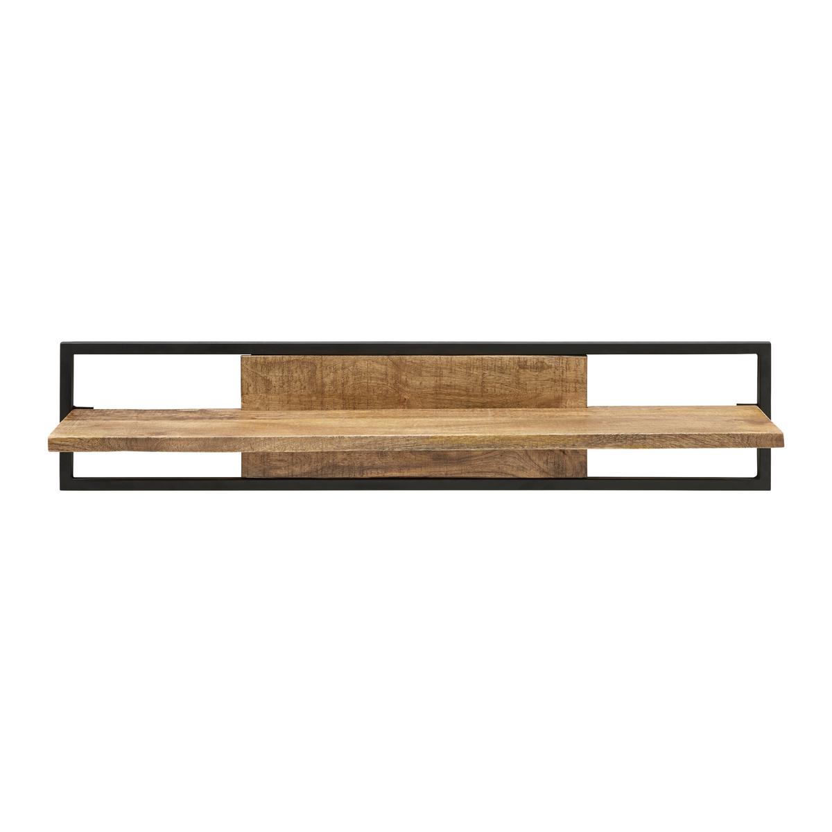 Nástenná polica Everest EVEREST -EXKLUSIV- - čierna/prírodná farba, Natur, kov/drevo (120/30/20cm)