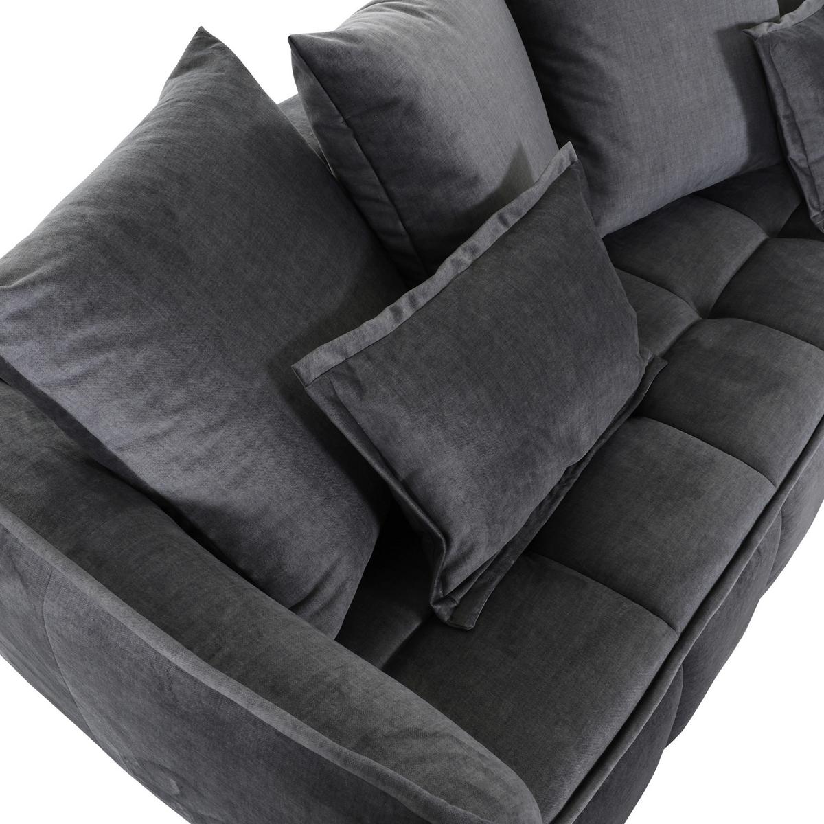 2-sitzer-sofa Mit Schlaffunktion Meyford B:250cm - Dunkelgrau/Schwarz, KONVENTIONELL, Textil (250/70/118cm) - MID.YOU