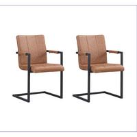 Schwingstuhl-set Brandon Braun B: 54 Cm - Schwarz/Braun, MODERN, Textil/Metall (54/85/61cm) - MID.YOU