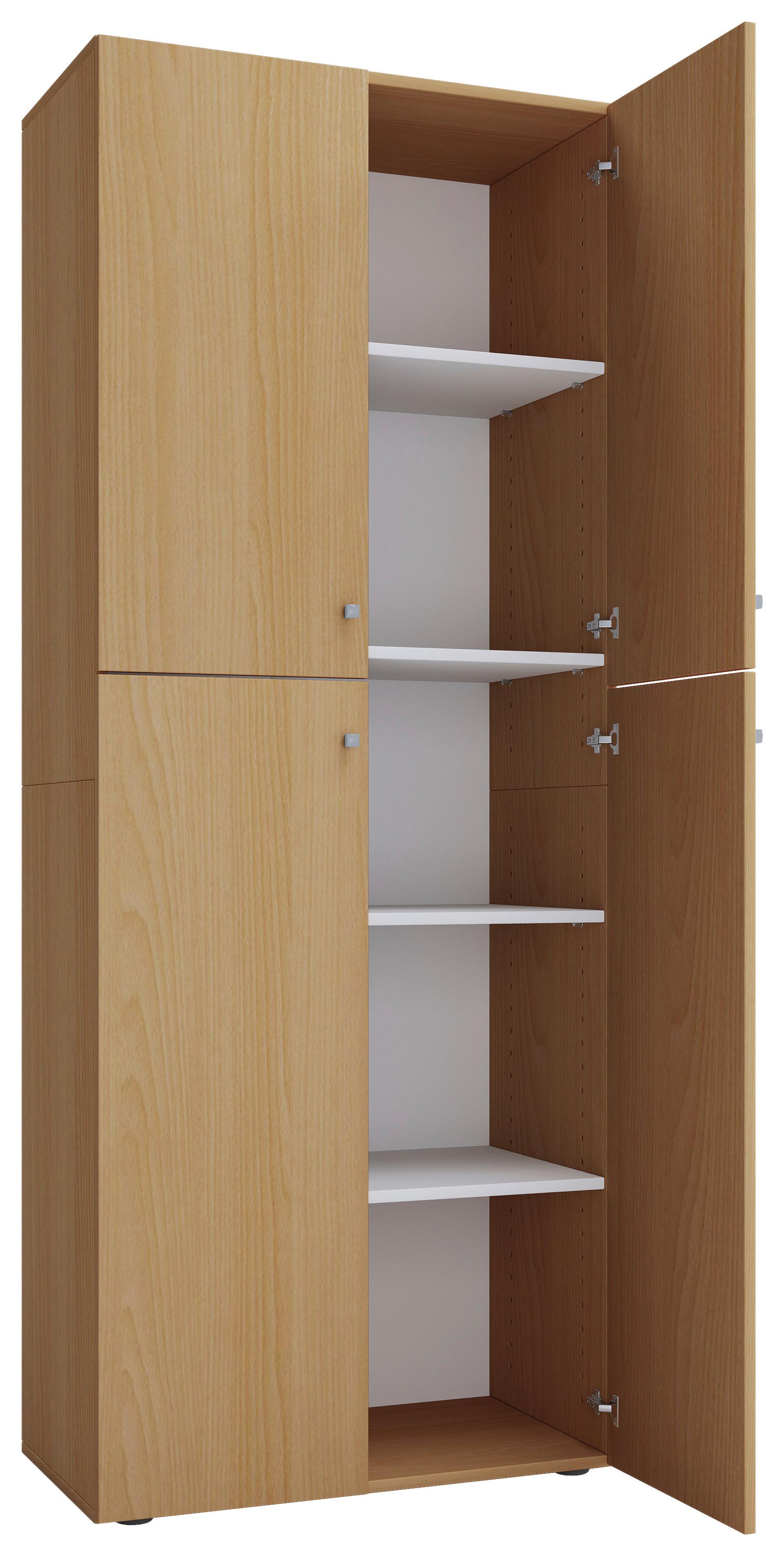 Skříň na boty LONA š: 70cm dekor buk - černá/barvy stříbra, Konvenční, kompozitní dřevo/plast (70/182/37cm) - MID.YOU